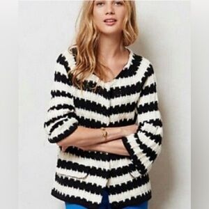 Anthropologie Black and White Striped Cardigan